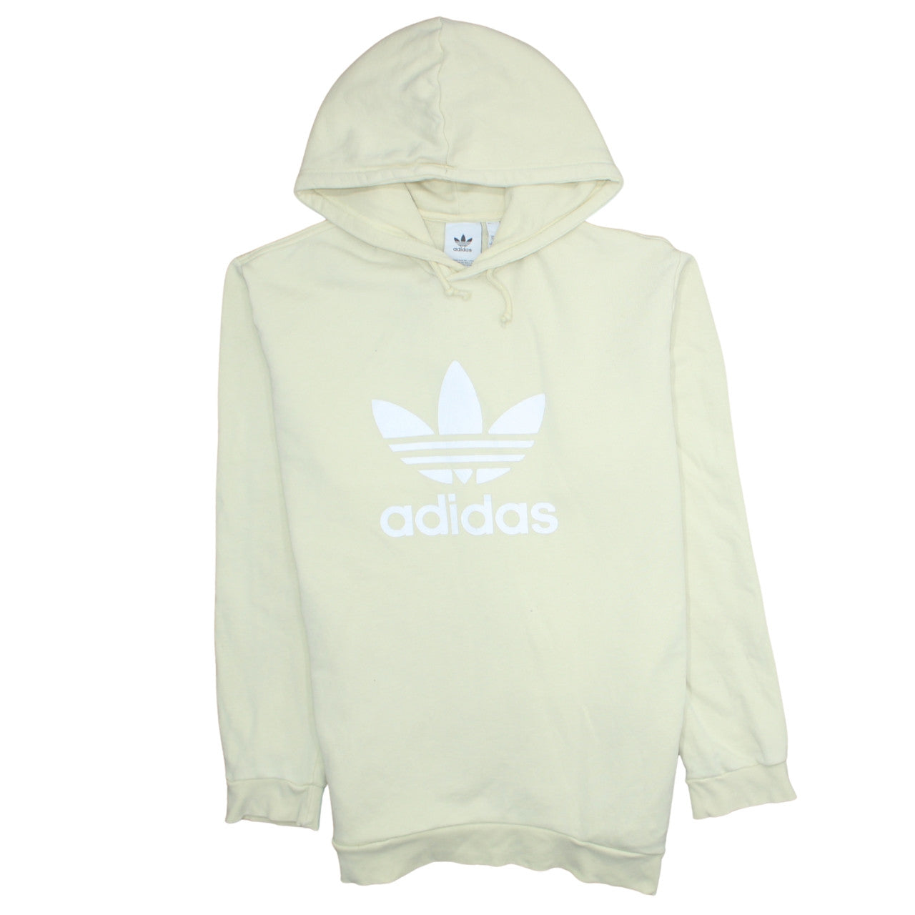 Adidas Women Beige Pullover Hoodie XL Hooded Logo Sweatshirt
