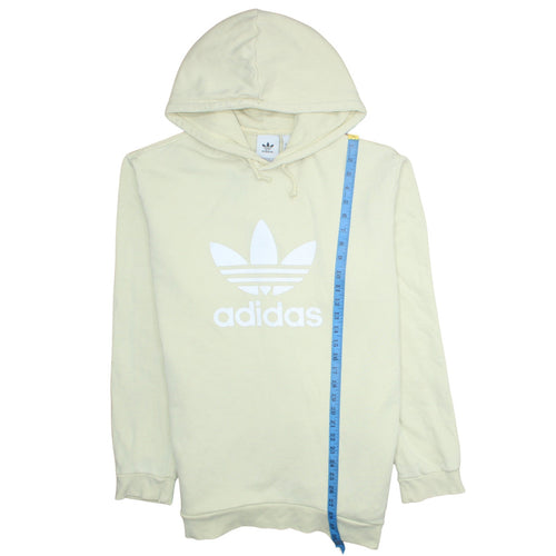 Adidas Women Beige Pullover Hoodie XL Hooded Logo Sweatshirt
