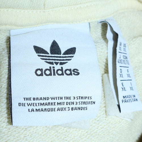 Adidas Women Beige Pullover Hoodie XL Hooded Logo Sweatshirt