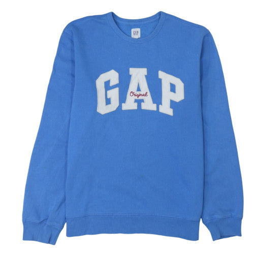 GAP Women Blue Crew Neck Pullover Sweatshirt Size L Logo Design