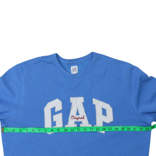 GAP Women Blue Crew Neck Pullover Sweatshirt Size L Logo Design