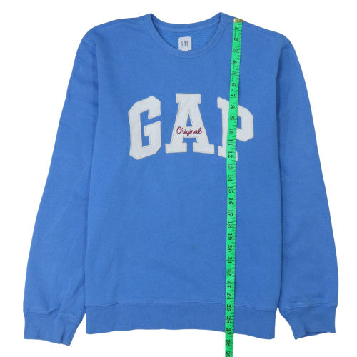 GAP Women Blue Crew Neck Pullover Sweatshirt Size L Logo Design