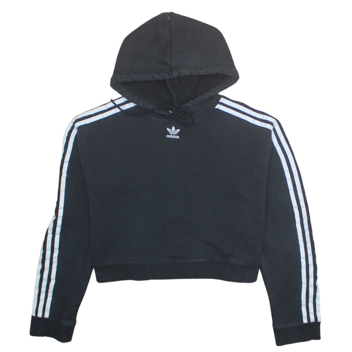 Adidas Women Black Hooded Pullover Hoodie Size 8 Trefoil Logo