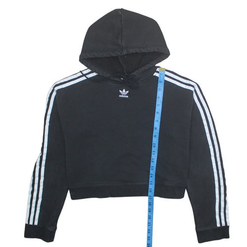 Adidas Women Black Hooded Pullover Hoodie Size 8 Trefoil Logo