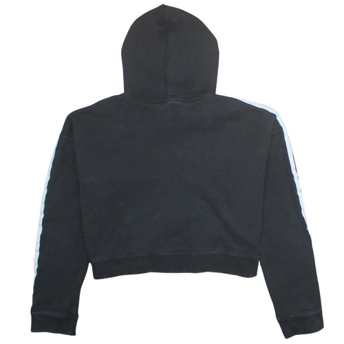 Adidas Women Black Hooded Pullover Hoodie Size 8 Trefoil Logo