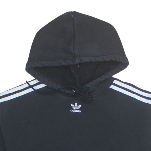 Adidas Women Black Hooded Pullover Hoodie Size 8 Trefoil Logo