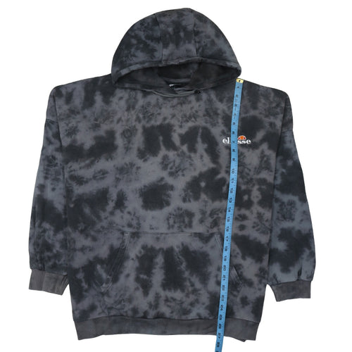 Ellesse Womens Black Tie Dye Pullover Hoodie UK 12 Cotton Casual