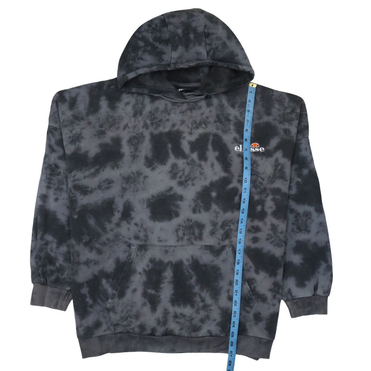 Ellesse Womens Black Tie Dye Pullover Hoodie UK 12 Cotton Casual
