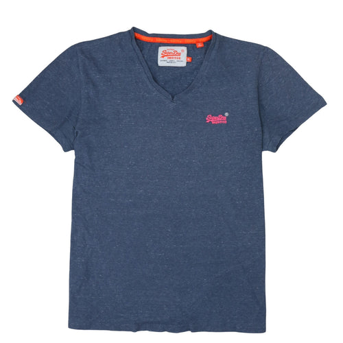 Superdry Womens Blue V-Neck Short Sleeve Cotton T-Shirt XL