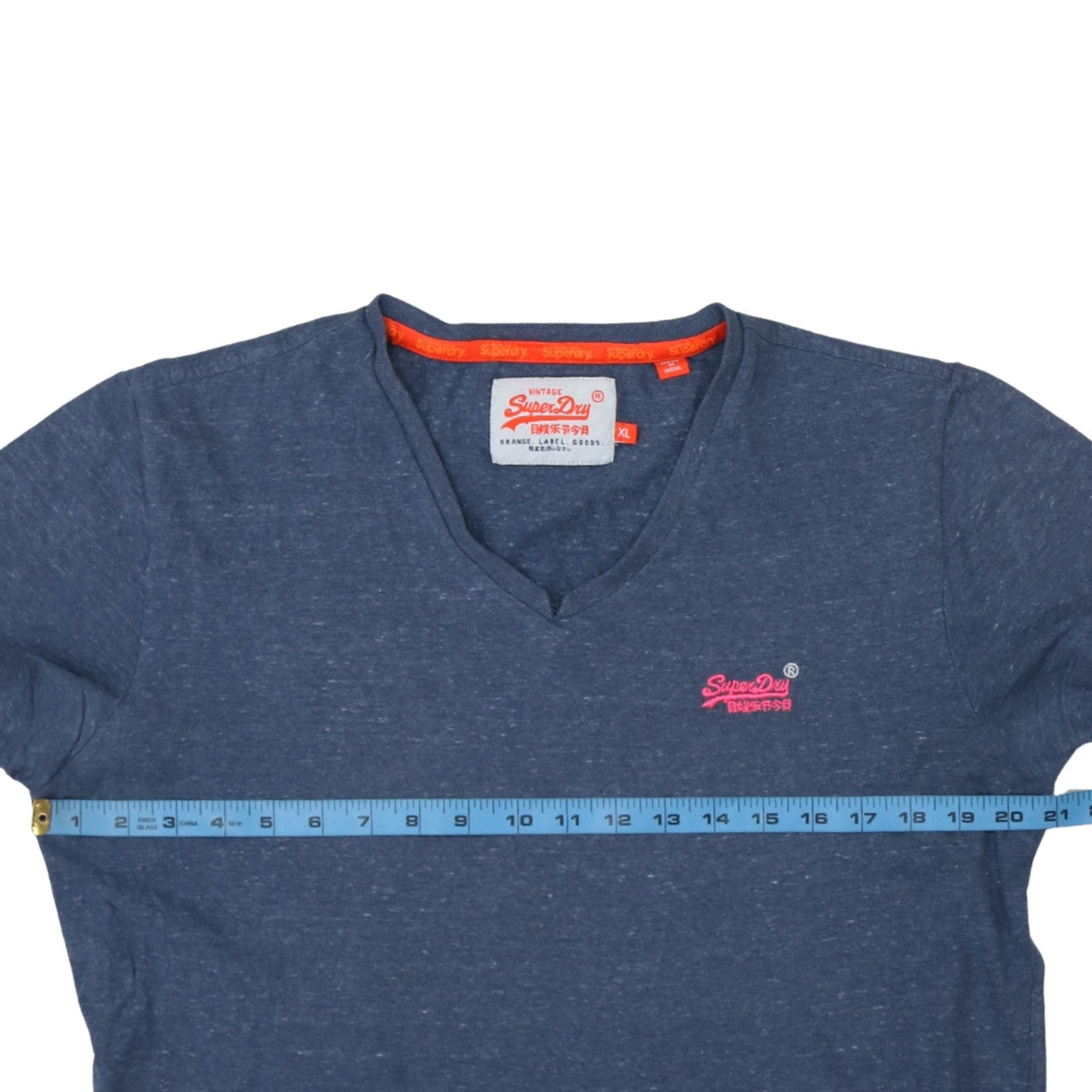 Superdry Womens Blue V-Neck Short Sleeve Cotton T-Shirt XL
