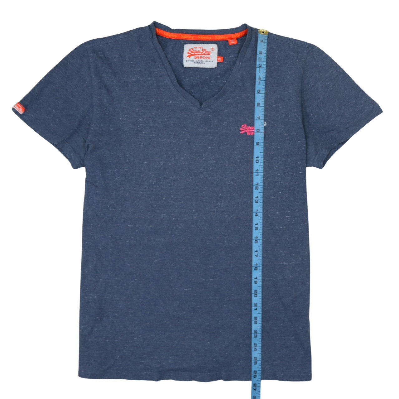 Superdry Womens Blue V-Neck Short Sleeve Cotton T-Shirt XL