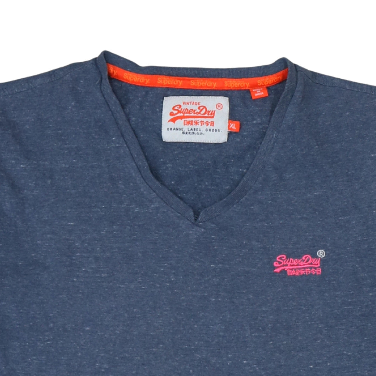 Superdry Womens Blue V-Neck Short Sleeve Cotton T-Shirt XL
