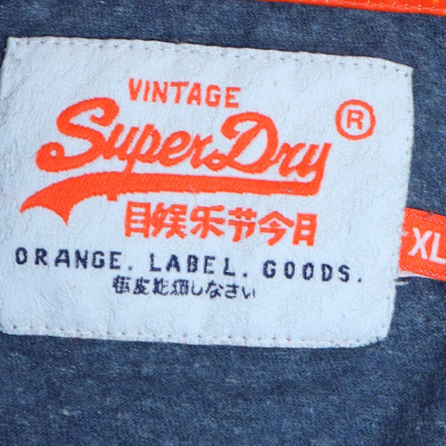 Superdry Womens Blue V-Neck Short Sleeve Cotton T-Shirt XL