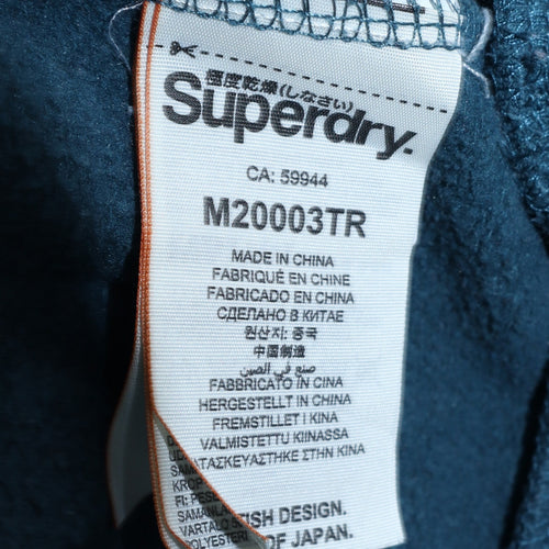 Superdry Women's Teal Pullover Hoodie Size M Cotton Blend Warm Blue Sweatshirt
