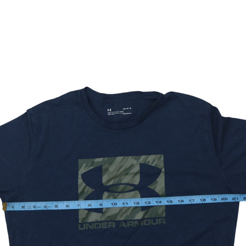 Under Armour Men's Navy Blue Camouflage Logo Cotton T-Shirt Size L