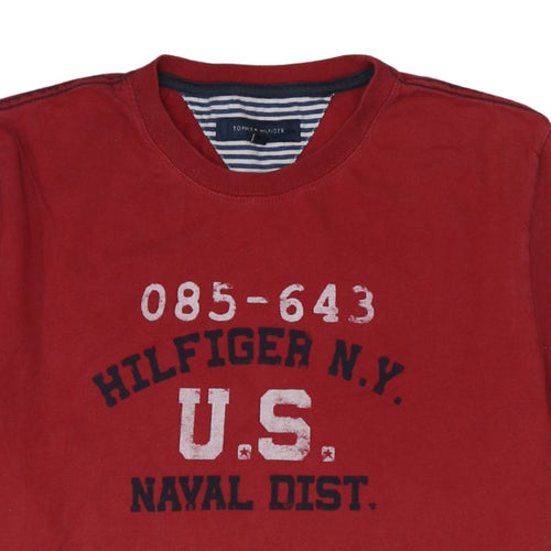 Tommy Hilfiger Men's Red Graphic Nautical Crew Neck T-Shirt Size M