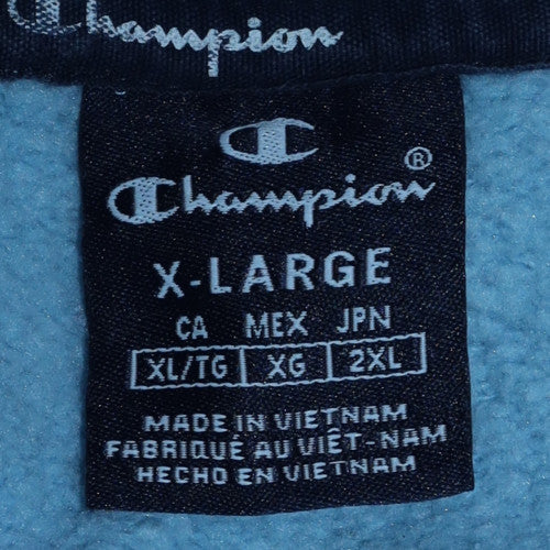 Champion Men's Blue XL Pullover Hoodie Fleece Logo Sweatshirt