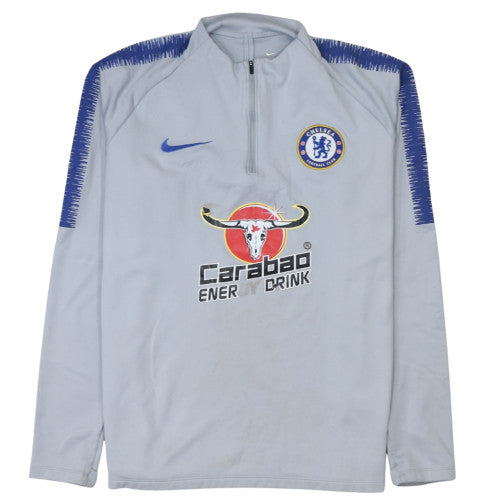 Nike Mens Grey Chelsea FC Dri-FIT 1/4 Zip Long Sleeve Athletic Top Size L