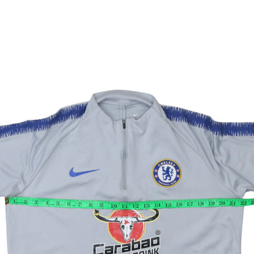 Nike Mens Grey Chelsea FC Dri-FIT 1/4 Zip Long Sleeve Athletic Top Size L