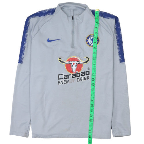 Nike Mens Grey Chelsea FC Dri-FIT 1/4 Zip Long Sleeve Athletic Top Size L