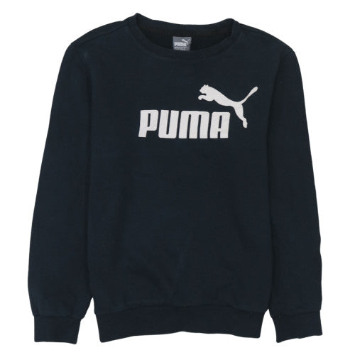 Puma Womens Black XS Pullover Sweatshirt Crew Neck Logo Cotton Blend