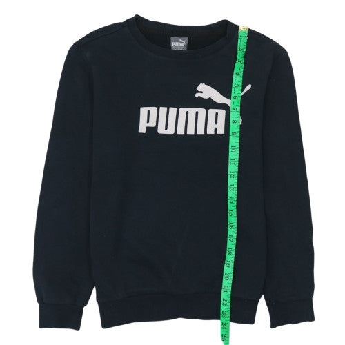 Puma Womens Black XS Pullover Sweatshirt Crew Neck Logo Cotton Blend
