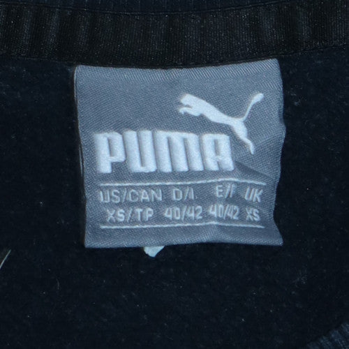 Puma Womens Black XS Pullover Sweatshirt Crew Neck Logo Cotton Blend