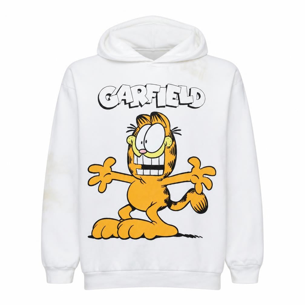 Garfield Girls White Pullover Hoodie 12-13 Years Fleece Comic Graphic