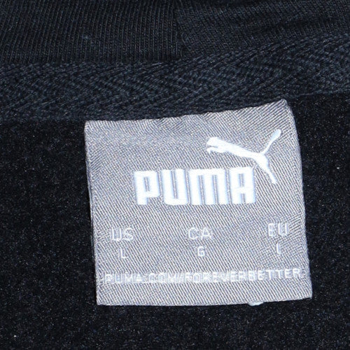 Puma Men's Black Pullover Hoodie L Sports Fleece Logo Sweatshirt