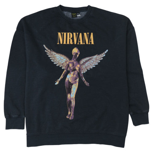 Nirvana Women's Black Graphic Print Pullover Sweatshirt Size L