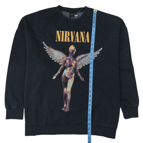 Nirvana Women's Black Graphic Print Pullover Sweatshirt Size L