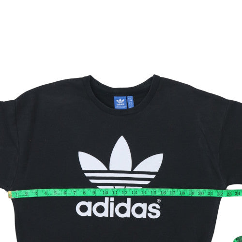 Adidas Womens Black Crew Neck Sweatshirt Size 8 Logo Print Pullover
