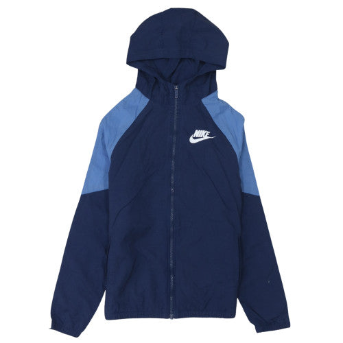 Nike Boys Blue Hooded Windbreaker Jacket XL 158-170cm Full Zip Sportswear