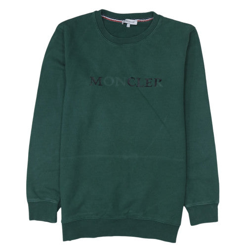 Moncler Men's Green Logo Crew Neck Sweatshirt L