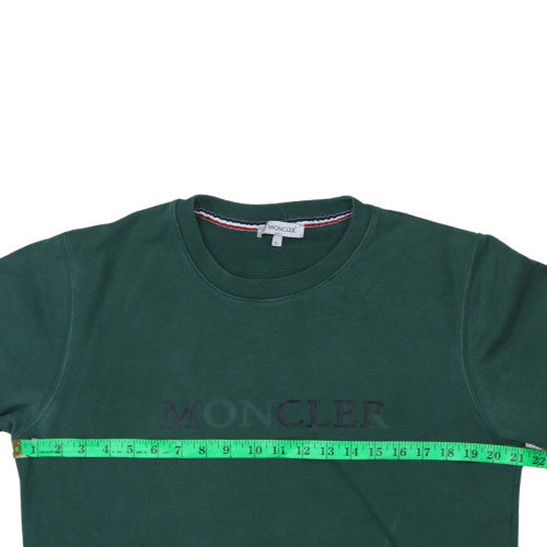 Moncler Men's Green Logo Crew Neck Sweatshirt L