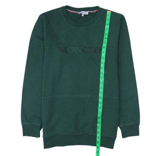 Moncler Men's Green Logo Crew Neck Sweatshirt L