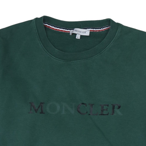Moncler Men's Green Logo Crew Neck Sweatshirt L