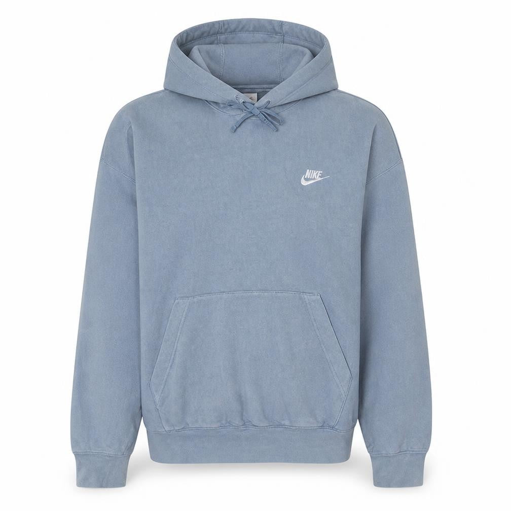 Front view of Nike Women's Blue Pullover Hoodie, size M, Cotton Blend Sweatshirt