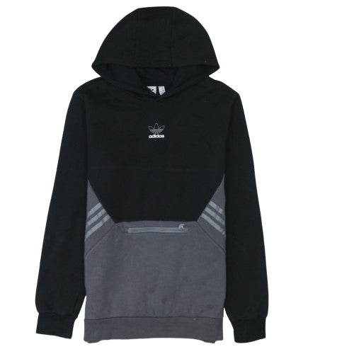 Adidas Boys Black & Grey Pullover Hoodie Size 15-16 Years Regular Fit
