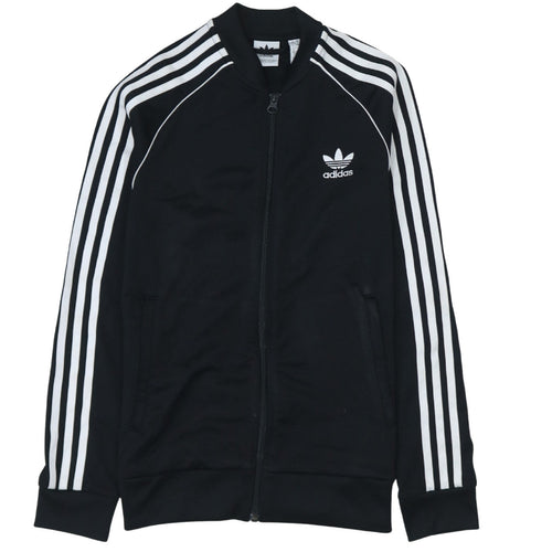 Adidas Boys Black Full Zip Sweatshirt 12-13 Years Classic 3-Stripes Track Top