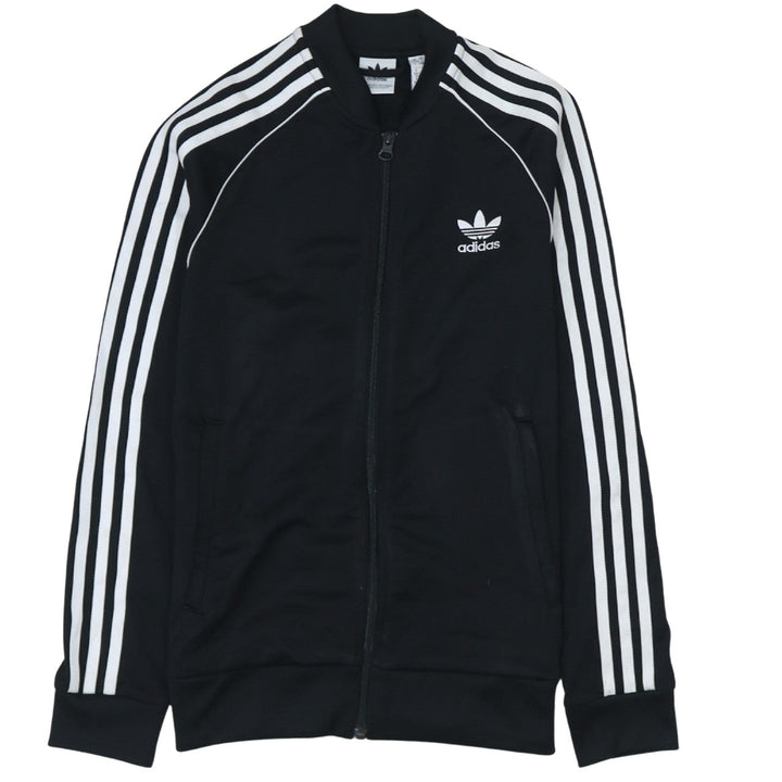 Adidas Boys Black Full Zip Sweatshirt 12-13 Years Classic 3-Stripes Track Top