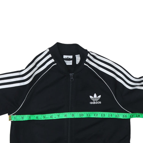 Adidas Boys Black Full Zip Sweatshirt 12-13 Years Classic 3-Stripes Track Top