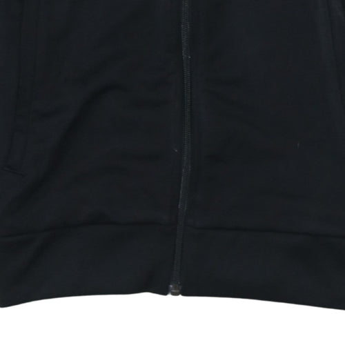 Adidas Boys Black Full Zip Sweatshirt 12-13 Years Classic 3-Stripes Track Top
