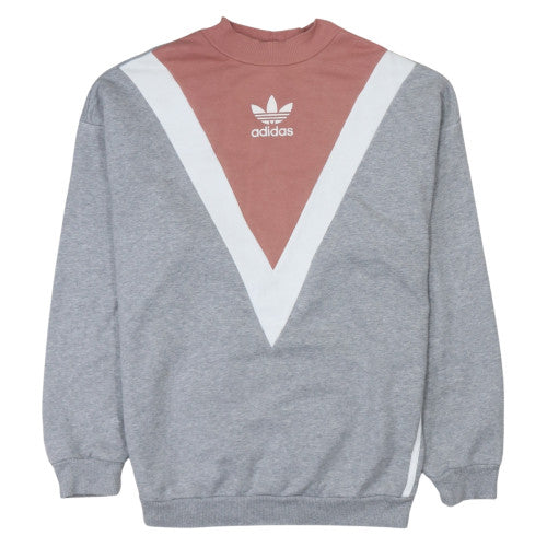 Adidas Women’s Grey Pink Colourblock Pullover Sweatshirt UK 10 S
