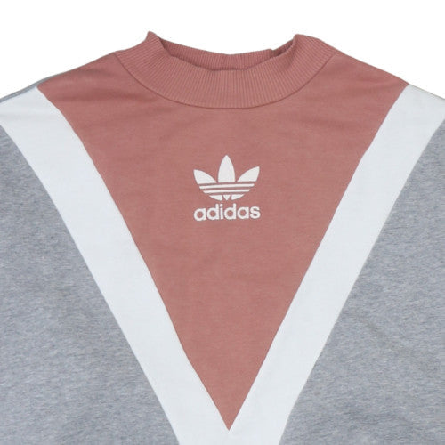Adidas Women’s Grey Pink Colourblock Pullover Sweatshirt UK 10 S
