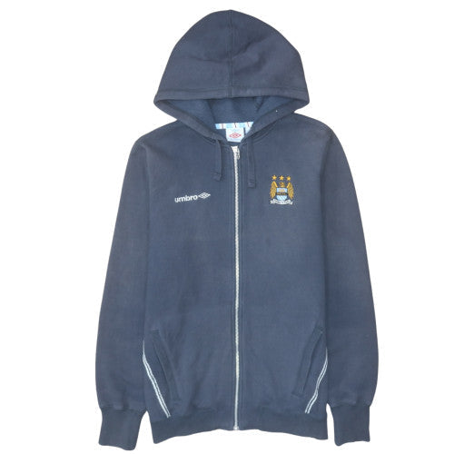 Umbro Men's Blue Full Zip Hoodie L Manchester City Fleece