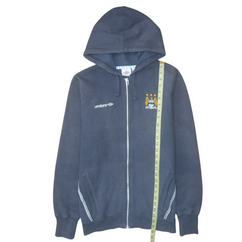 Umbro Men's Blue Full Zip Hoodie L Manchester City Fleece
