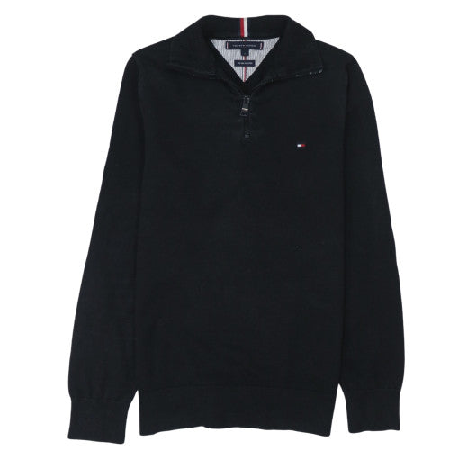 Tommy Hilfiger Men's Black Small 1/2 Zip Mock Neck Cotton Sweatshirt