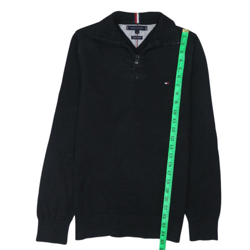 Tommy Hilfiger Men's Black Small 1/2 Zip Mock Neck Cotton Sweatshirt