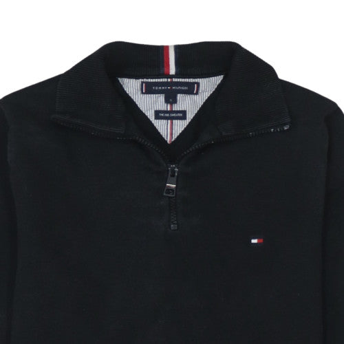 Tommy Hilfiger Men's Black Small 1/2 Zip Mock Neck Cotton Sweatshirt
